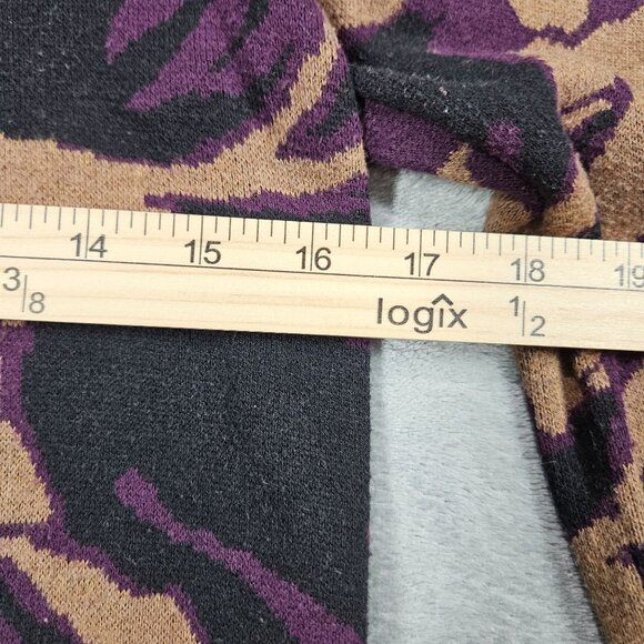 Soft Surroundings Sweater Womens XS Brown Purple Abstract Floral Artsy Tunic - Picture 6 of 7